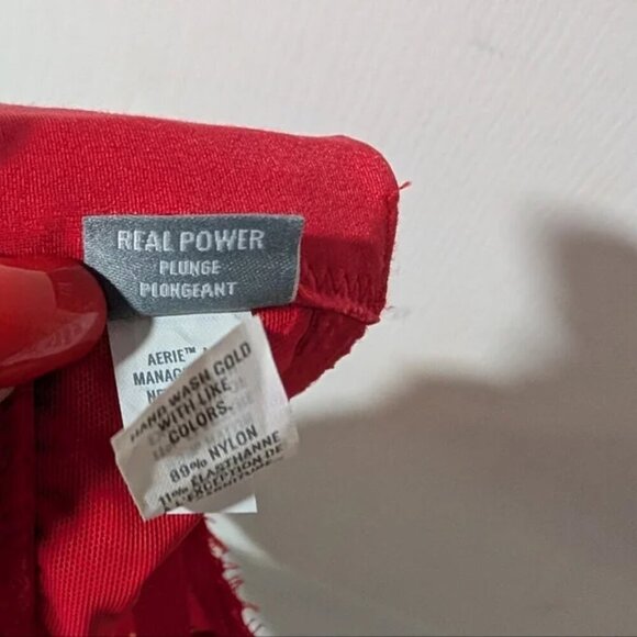 NEW Aerie | Real Power Plunge Push Up Eyelash Lace Bra In Red - Picture 10 of 11